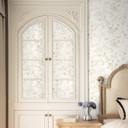 Ismoon Floral Wallpaper Peel and Stick Vintage Beige Stick on Wall Paper French - Image 5