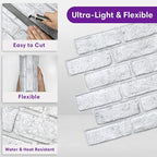 3D Faux Brick Wall Panels Peel and Stick, Small Brick-Look Textured Wall Sticker - Image 8