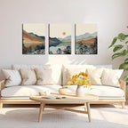AKWISH Framed Mountain Canvas Wall Art Set of 3, Boho Watercolor Poster Prints - Image 6