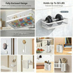PUSDON 5-in-1 Wide Wall Mount Wrapped Mesh Kitchen Organizer & Shower Caddy Kit - Image 4