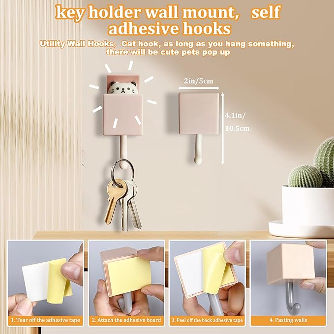 6Pcs Cute Creative Cat Coat Hook - Image 5