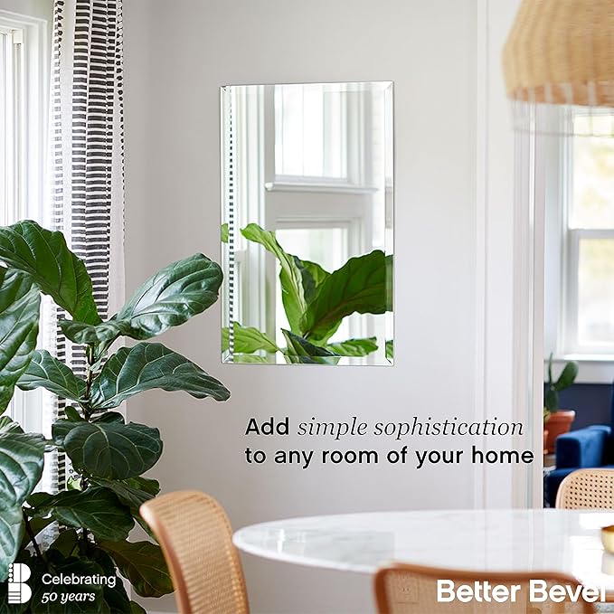 Better Bevel Frameless Rectangle Mirror, 16-in x 24-in Bathroom Wall Mirror - Image 2