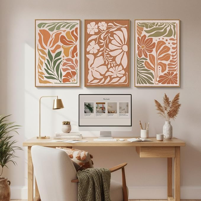 3 Piece Framed Boho Floral Wall Art - Image 3