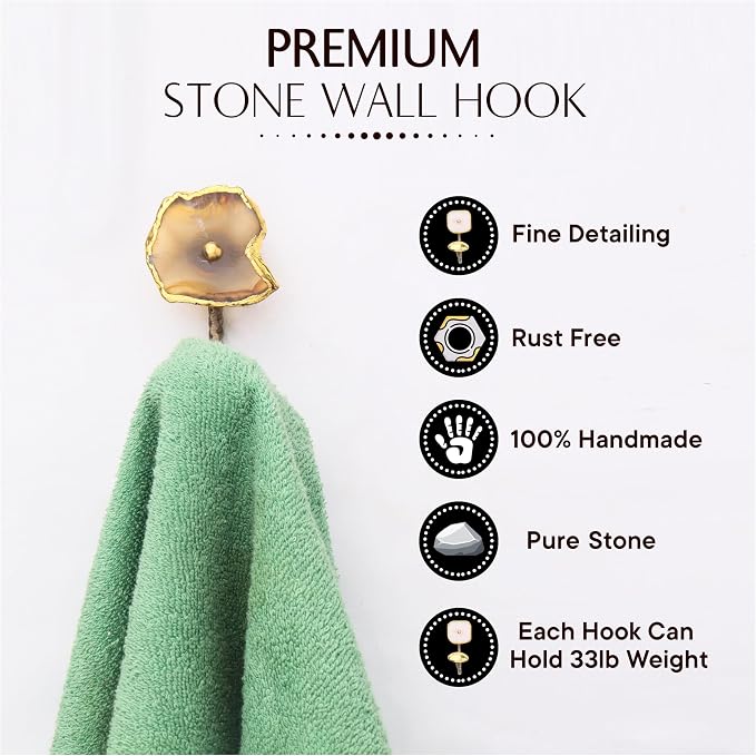 Indian Shelf Pack of 6 Stone Wall Hooks Decorative Modern - Image 4