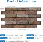 COMSTICKC 3D Brown Faux Brick Wall Panel Peel and Stick Wall Covering, Not Real - Image 5