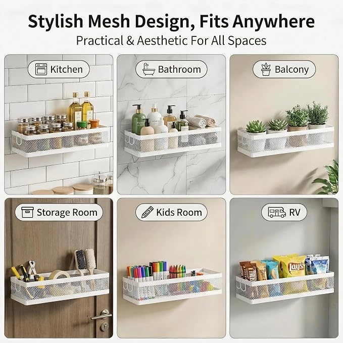 PUSDON 16.5-Inch Extra Long Slim Mesh Shower Caddy, Wall Mounted Bathroom - Image 4