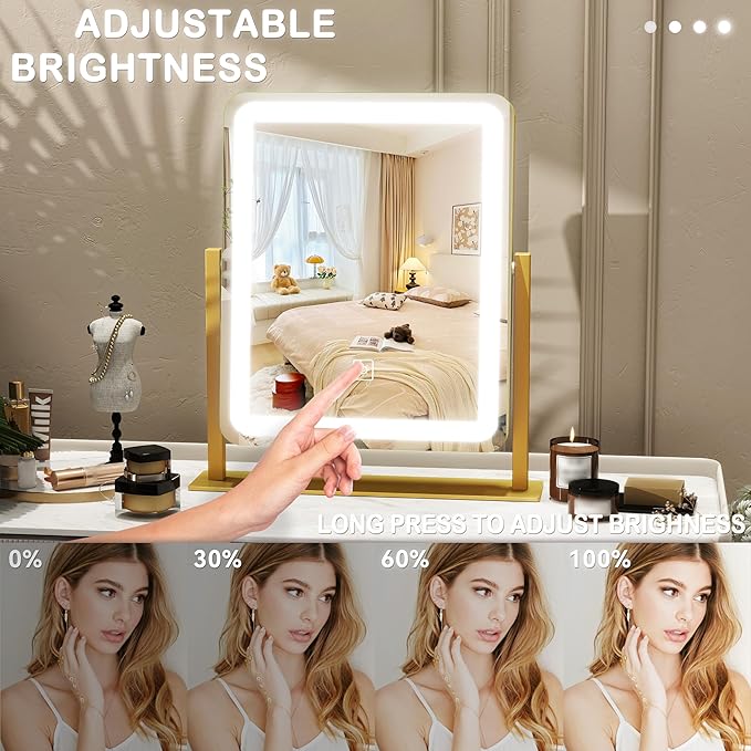 ROLOVE Vanity Mirror with Lights, 12.6"×15" LED Makeup Mirror, Lighted Makeup - Image 4