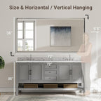 72'' x 36'' Large Beveled Silver Bathroom Vanity Mirror, Shatterproof Rectangle - Image 2