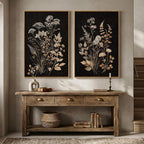Large Framed Vintage Botanical Wall Art Set of 2, Neutral Farmhouse Moody - Image 8