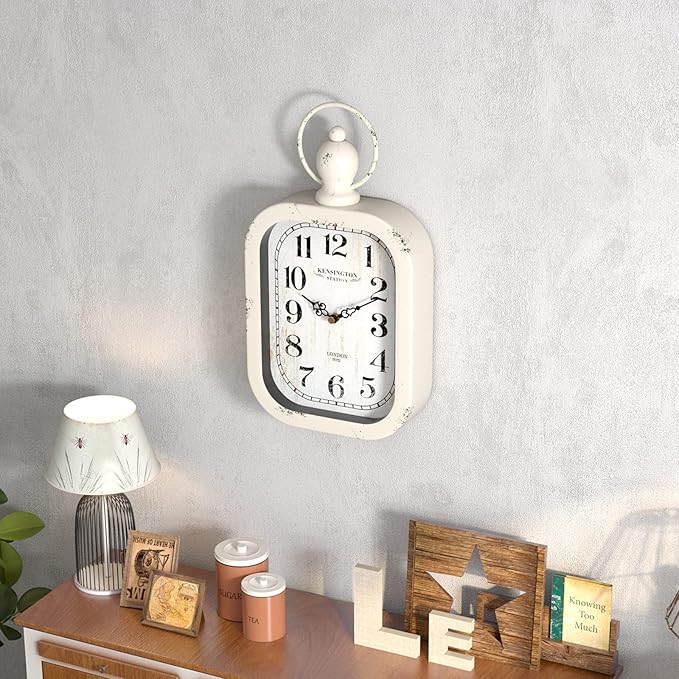 Menterry Small Retro Rectangle Wall Clock, Battery Operated Silent Decor Wall - Image 6
