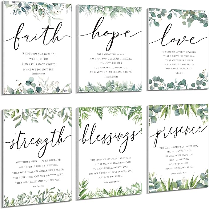 Sacubee 6 Pack Acoustic Christian Art Panels 12" x 16" Faith Hope Love by Sacubee