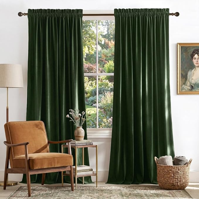 NICETOWN Green Velvet Curtains 102 inches by NICETOWN