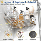 YASONIC Corner Shower Caddy Organizer, Self-Adhesive Rustproof Bath Shelves - Image 3