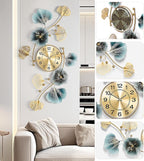 Wall Clocks for Living Room Decor, Large Wall Clock, 3D Creative Metal Ginkgo - Image 4