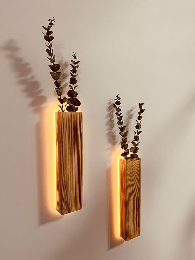 Artificial Eucalyptus with LED Lights Wall Planters Rustic Wall Decor with by Comtelek