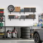 Jusgym 4 Pack Heavy Duty Garage Wall Shelving Set, Wall Mounted Garage Shelves - Image 8