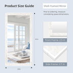 Tanmicoshomy 24 x 47 Inch White Rectangle Wall Mirror, Natual Shell Framed - Image 3