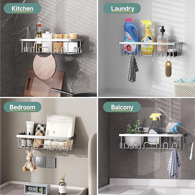 Veken Shower Caddy 6-Pack, Advanced Rustproof Design, No Drilling Adhesive - Image 7