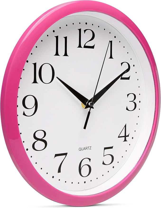 Bernhard Products Pink Wall Clock 10 Inch Silent Non Ticking Battery Operated - Image 5
