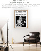 iHery Natural OAK Wood Audrey Hepburn Trendy Framed Wall Art, Better Late Than - Image 2