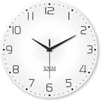 XNM Large White Glass Clocks Battery Operated 20 Inch Modern Minimalist Wall by XNMwallclock