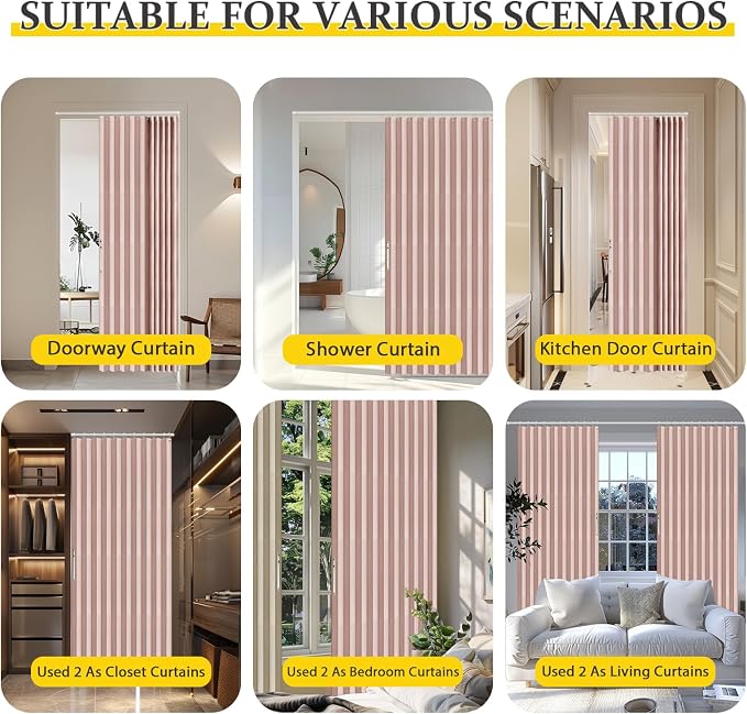 AJAZZ 100% Blackout Accordion Doors Interior Magnetic Door Curtain Pleated Door - Image 5
