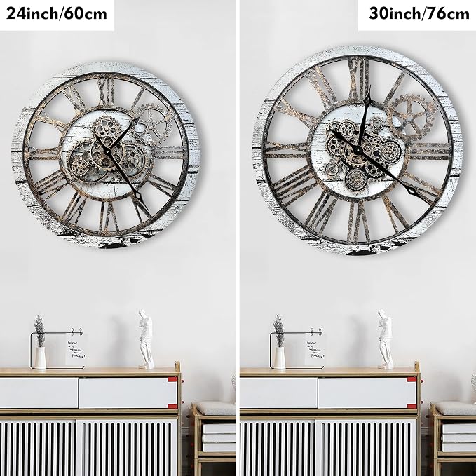 The B-Style Large Wall Clock 24 inch Moving Gear Wall Clock Oversized Vintage - Image 2