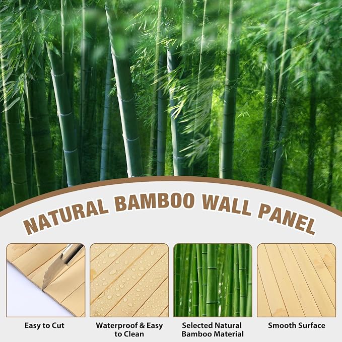 Natural Bamboo Wall Panel for Interior Wall Decor, Pole Wrap Wainscoting - Image 3