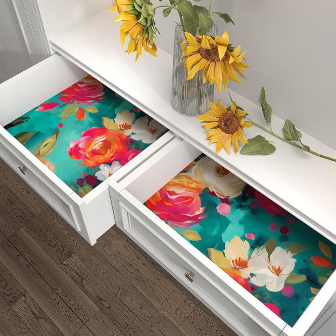 BOKEBEVE Watercolour Floral Peel and Stick Wallpaper Boho Vibrant Contact Paper - Image 2