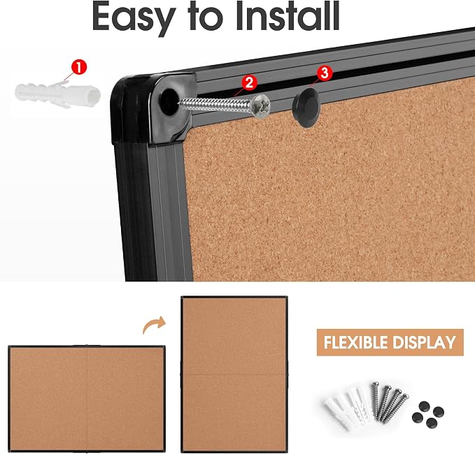 Cork Board Bulletin Board 36 x 48, Foldable Notice Pin Board - Image 7