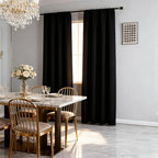 IGEMAEVE Black 100% Blackout Curtains 84 Inch Length 2 Panels Set, Rod Pocket - Image 2