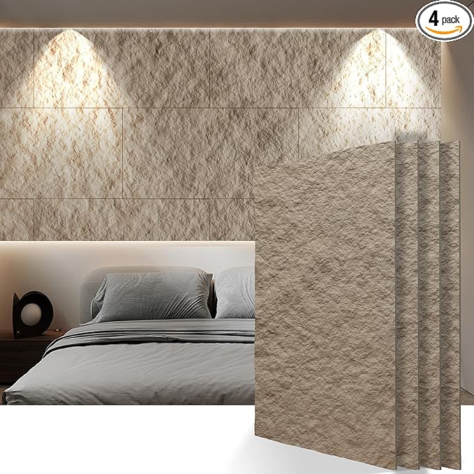 KASARO PU 3D Faux Stone Wall Panels, Cement Texture Accent by KASARO