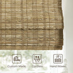 TWOPAGES Natural Woven Jute Roman Shades, Custom Cordless No Drill or Motorized - Image 6