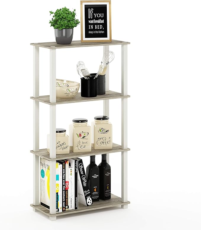 Furinno TURN-S-TUBE Storage Shelves, 4-Tier Book Shelf, Corner Shelf, Toolless by Furinno-FitsYourSpaceFitsYourBudget