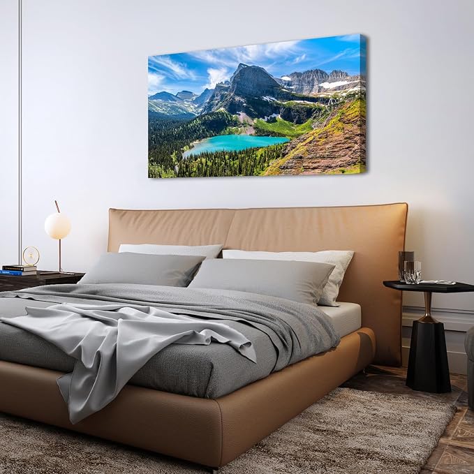 Mountain Canvas Wall Art Teal Saint Mary Lake Landscape Wall Decor Glacier - Image 6