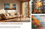 Ardemy Sunset Pines Wall Art Hand-Painted Texture Forest Canvas Painting - Image 5