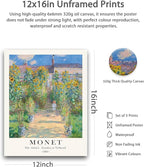 HesenDot Unframed Claude Monet Posters Set of 3, 12x16in Vintage Landscape - Image 2