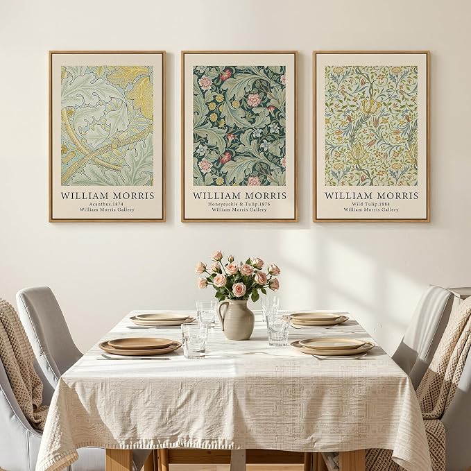Framed William Morris Sage Green Wall Art Set of 3, Vintage Nature Green Floral - Image 4