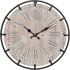 EMAX HOME 12 Inch Farmhouse Wall Clock Rustic Antique Wood - Image 3