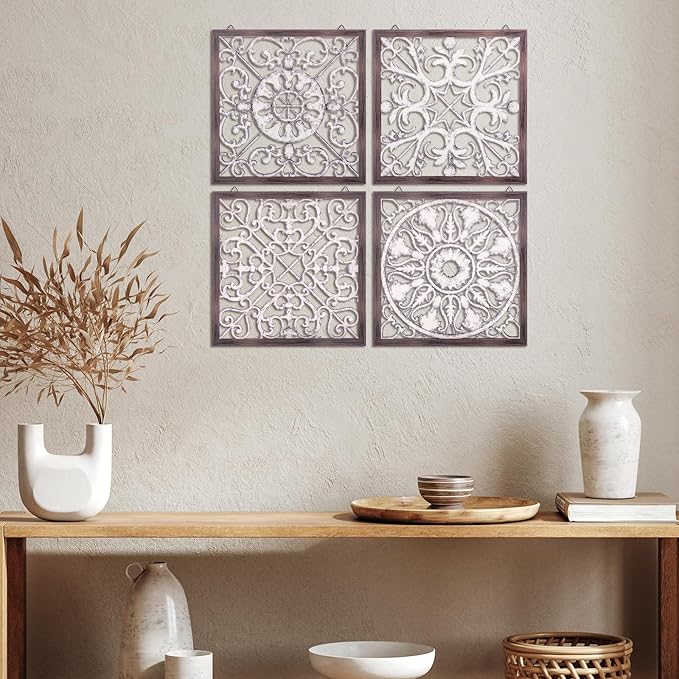 Tatuo 4 Pcs Wood Art Wall Decor Farmhouse Decorative Wood Panels Modern Wall - Image 5