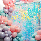COKAOBE Rainbow Blue Shimmer Wall Backdrop 24PCS Square Sequin Shimmer Backdrop - Image 8