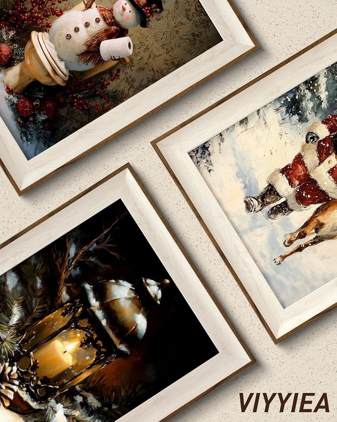 VIYYIEA Winter Framed Wall Art for Living Room, Oil Lamp Canvas Prints - Image 5