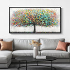 Large Framed Tree of Life Colorful Wall Art, Modern Canvas Prints Paintings by Cuspin