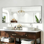 KOCUUY Large Silver Mirror, HD Tempered Glass, Anti-Rust Frame, Modern Design by KOCUUY