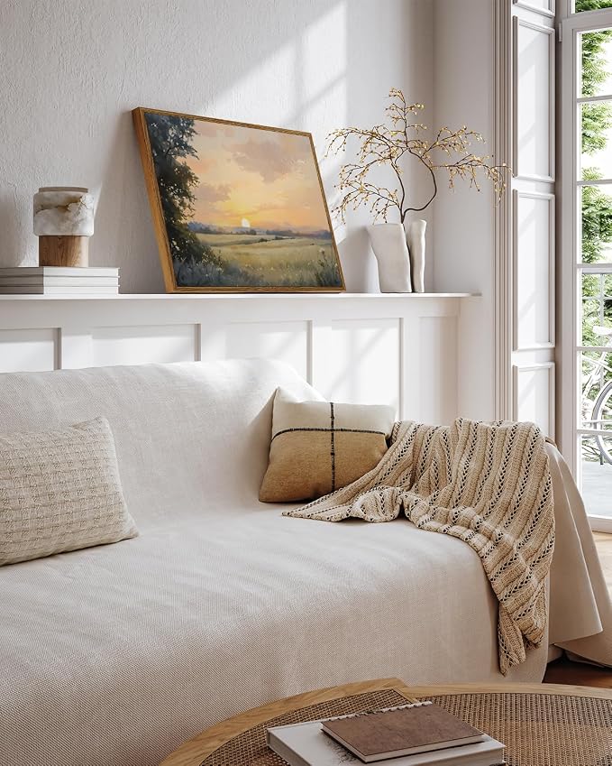 InSimSea Framed Canvas Wall Art, Vintage Wall Decor, Fall Landscape Watercolor - Image 5