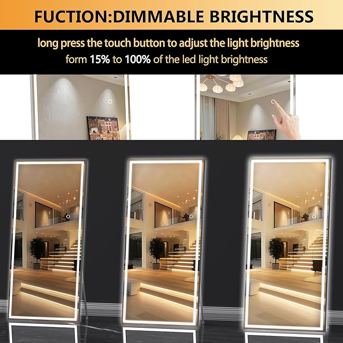 Hasipu Full Length Mirror with Lights, Full Body Dressing Hanging Mounted Mirror - Image 4