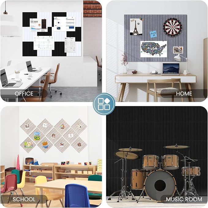 Large Cork Bulletin Board for Wall 36"x24", 6 Pack Felt Slat Wall Panel Tiles - Image 7