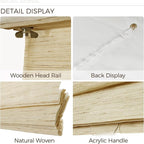 TWOPAGES Natural Woven Ramie Roman Shades, Custom Cordless No Drill or - Image 6