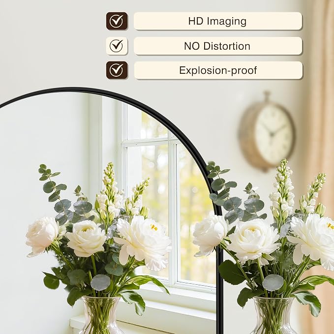 Vanity Bathroom Mirror for Wall, 32”x30” Arched Bathroom Mirror for Over Sink - Image 2
