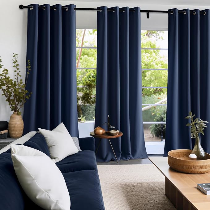 NICETOWN Room Darkening Draperies Curtains Panels, 2 Panels Navy Blue W52 x L96 - Image 2